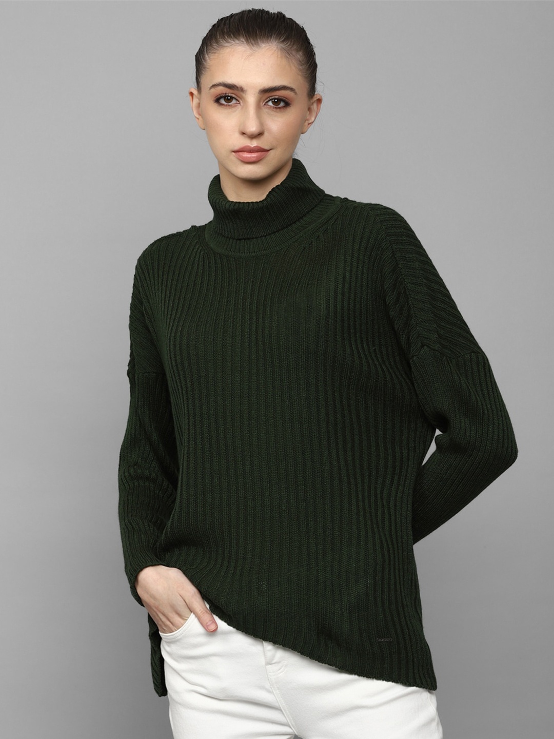 

Allen Solly Woman Cable Knit Pullover, Olive