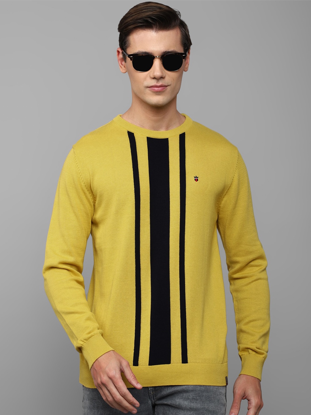 

Louis Philippe Sport Men Striped Cotton Pullover, Yellow