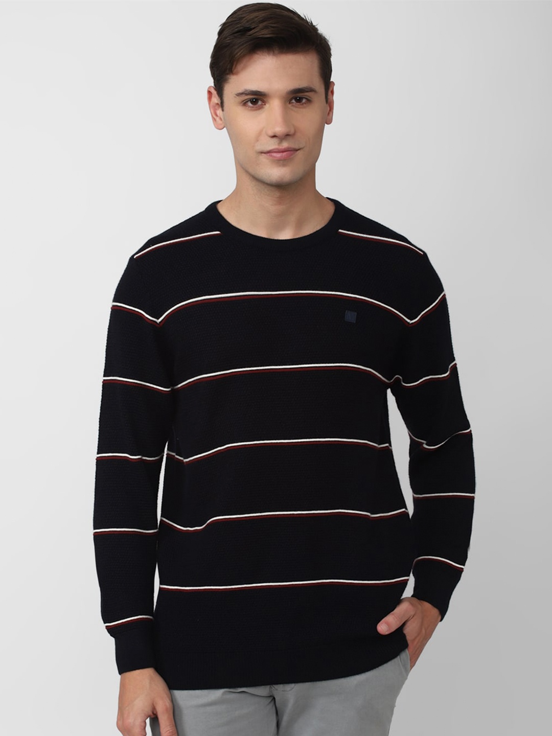 

Van Heusen Sport Men Striped Pullover, Black