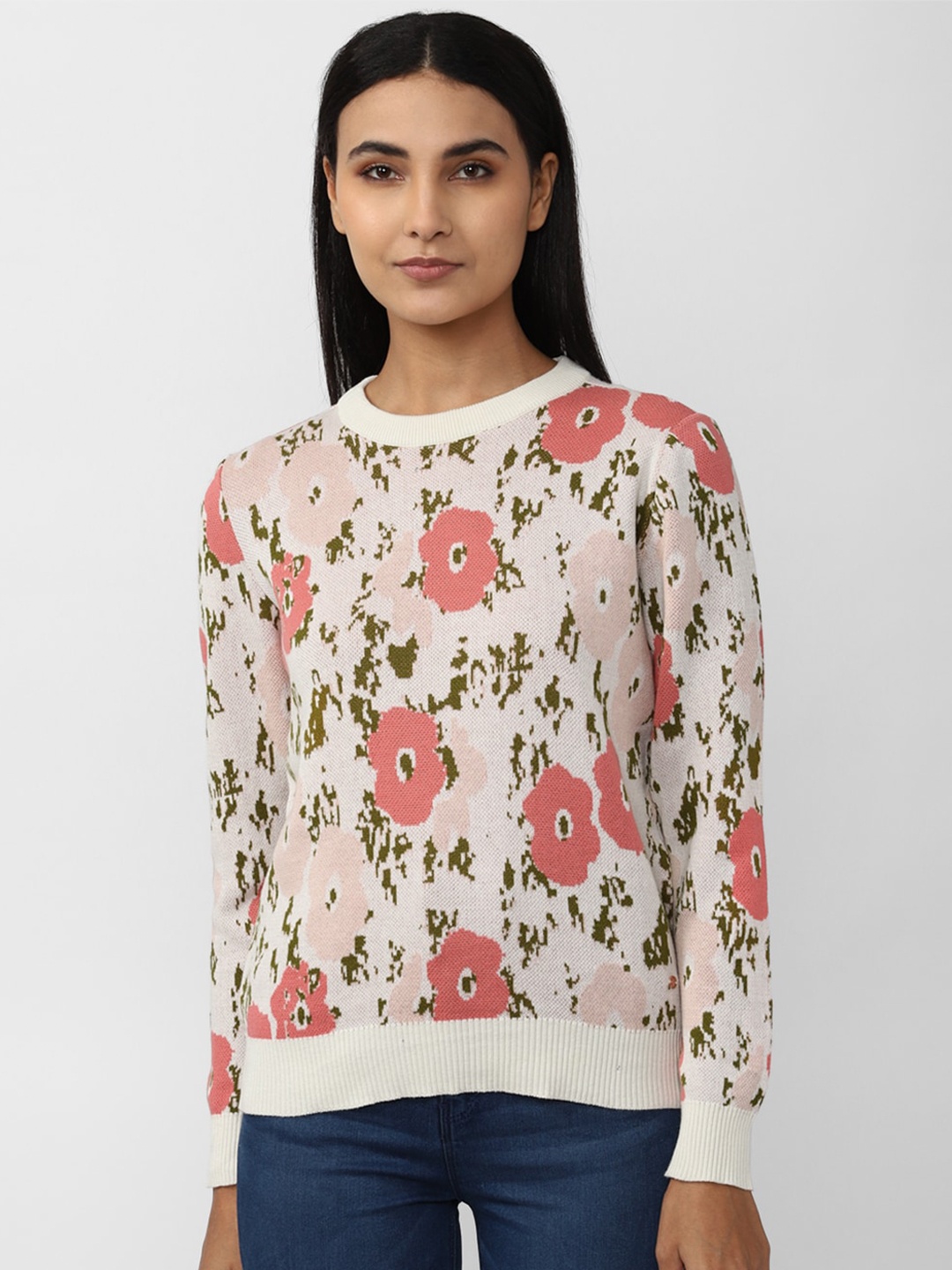 

Van Heusen Woman Floral Printed Acrylic Pullover, White