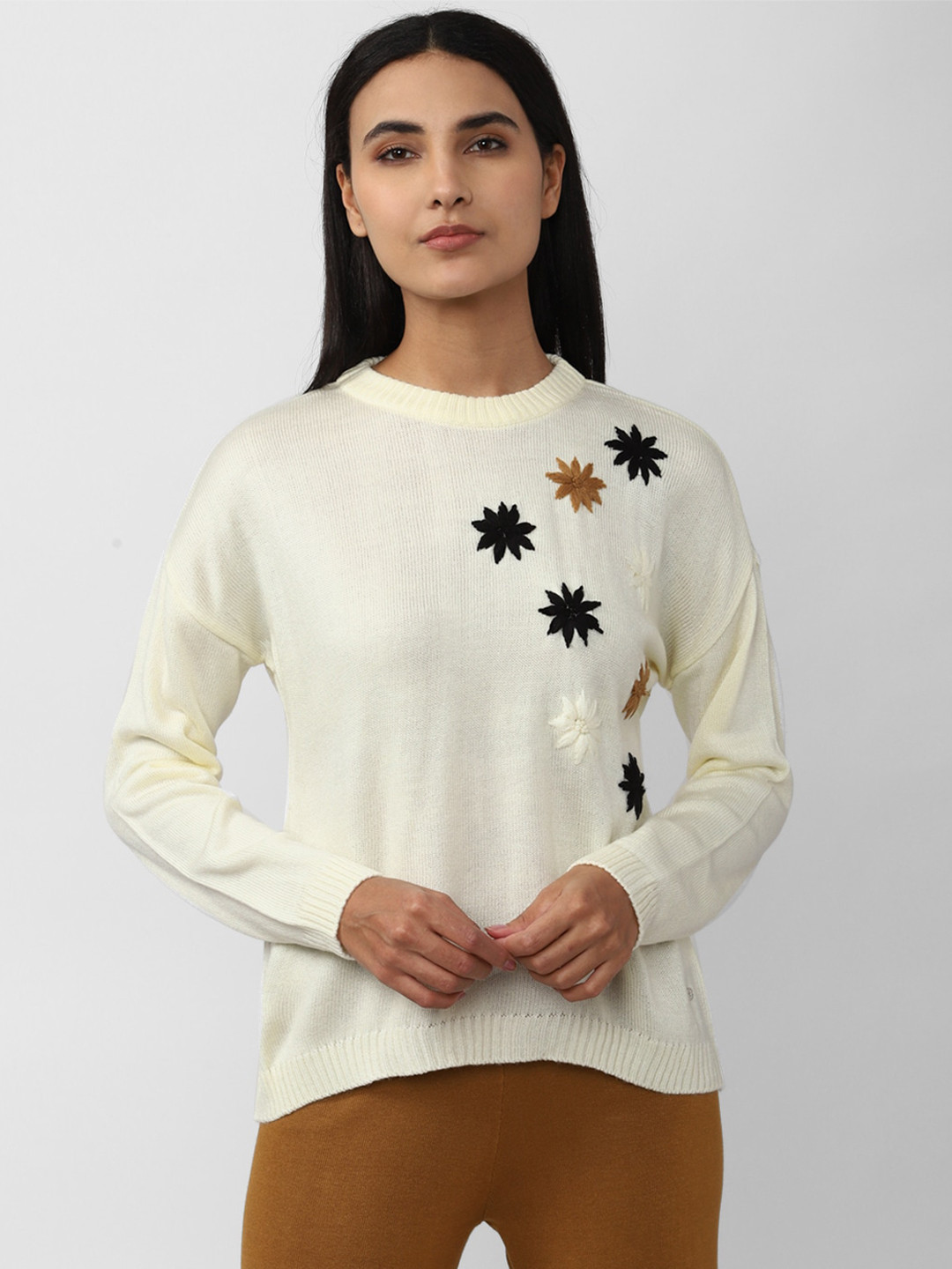 

Van Heusen Woman Embroidered Acrylic Pullover, Cream