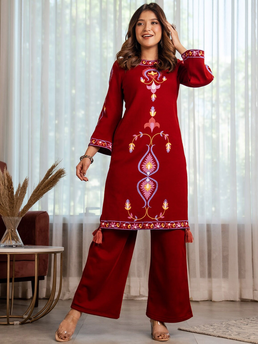 

Rustorange Women Ethnic Motifs Printed Kurta, Maroon