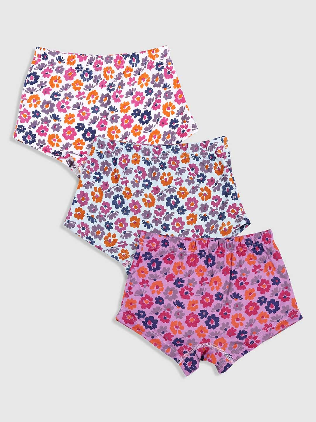 

YK Girls Pack Of 3 Assorted Cotton Basic Briefs YK-Flrbrf-127B
