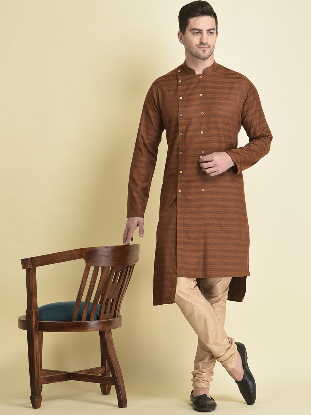 

TABARD Men Printed Pure Cotton Kurta with Pyjama Set, Brown