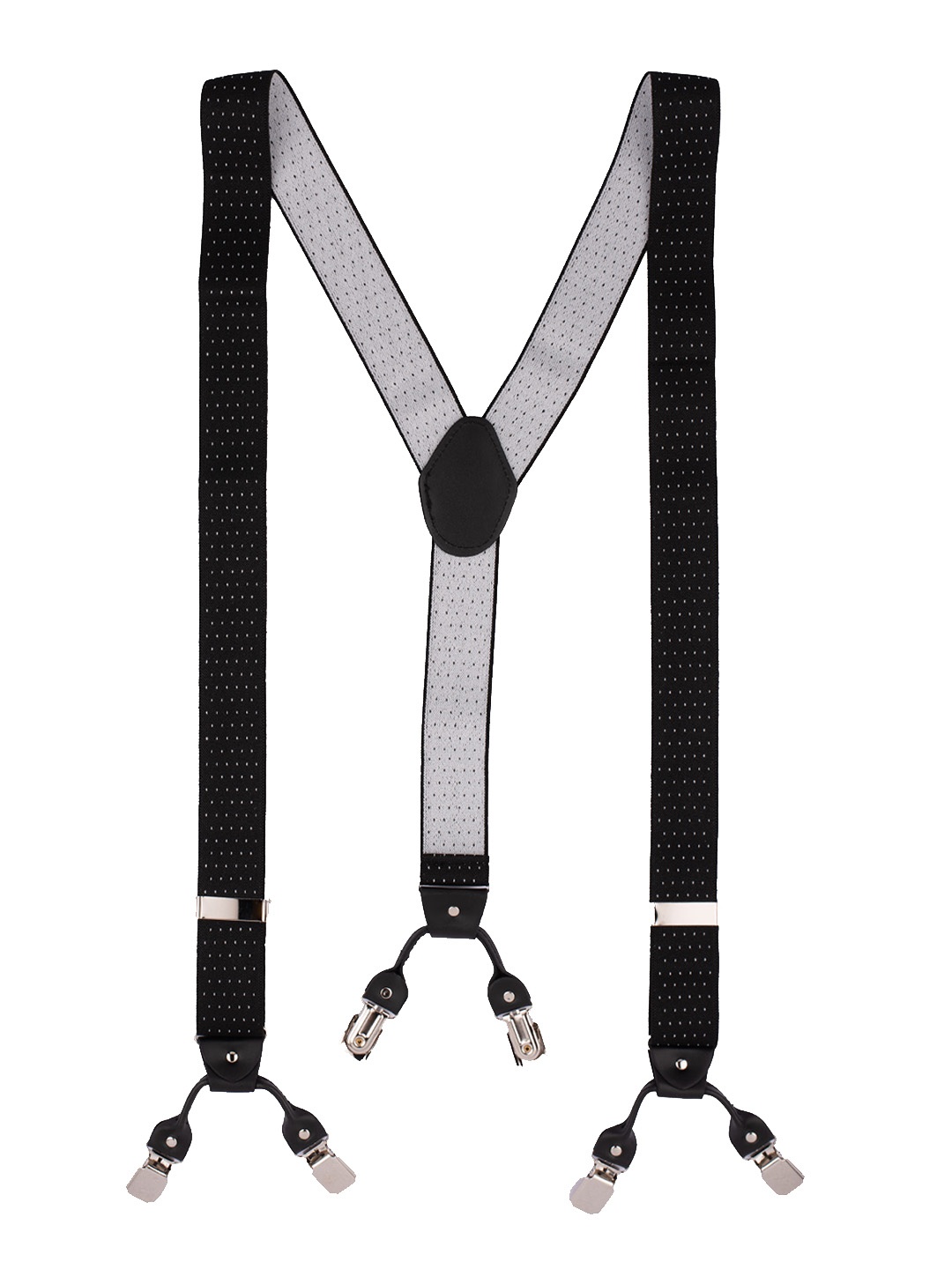 

The Tie Hub Men Patterned Clip On Suspenders, Black
