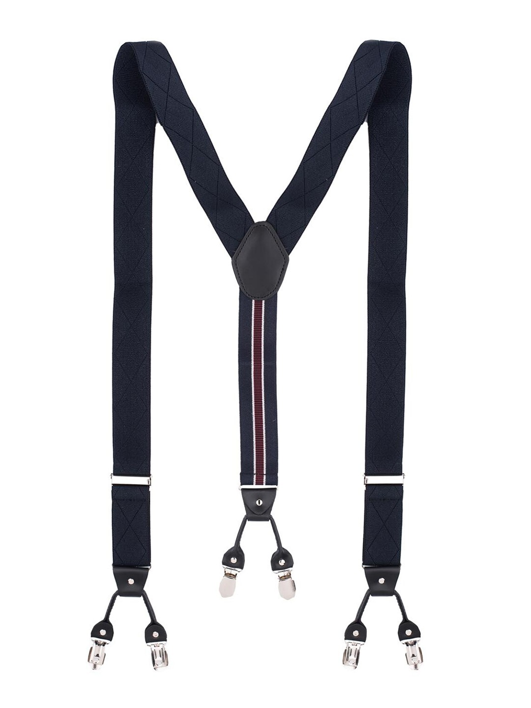 

The Tie Hub Men Striped Clip On Suspenders, Blue