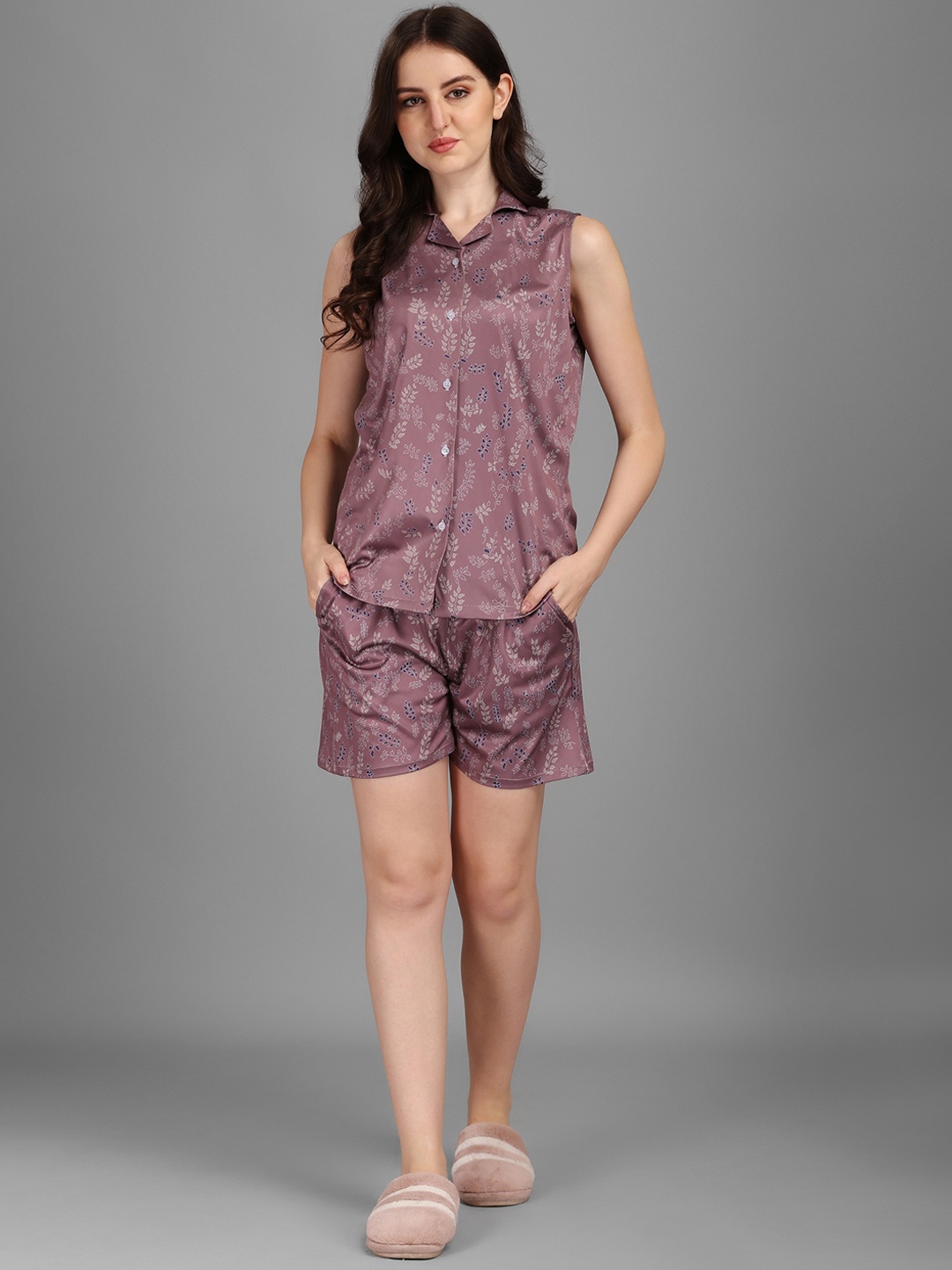 

Kinjo Women Printed Night suit, Brown