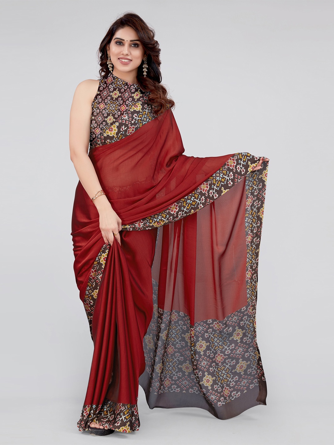 

KALINI Chiffon Saree, Rust