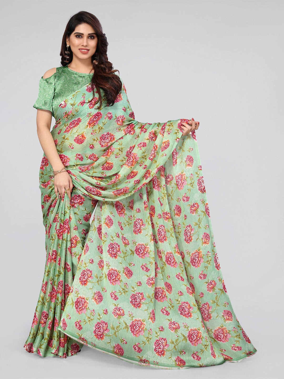 

KALINI Floral Saree, Green