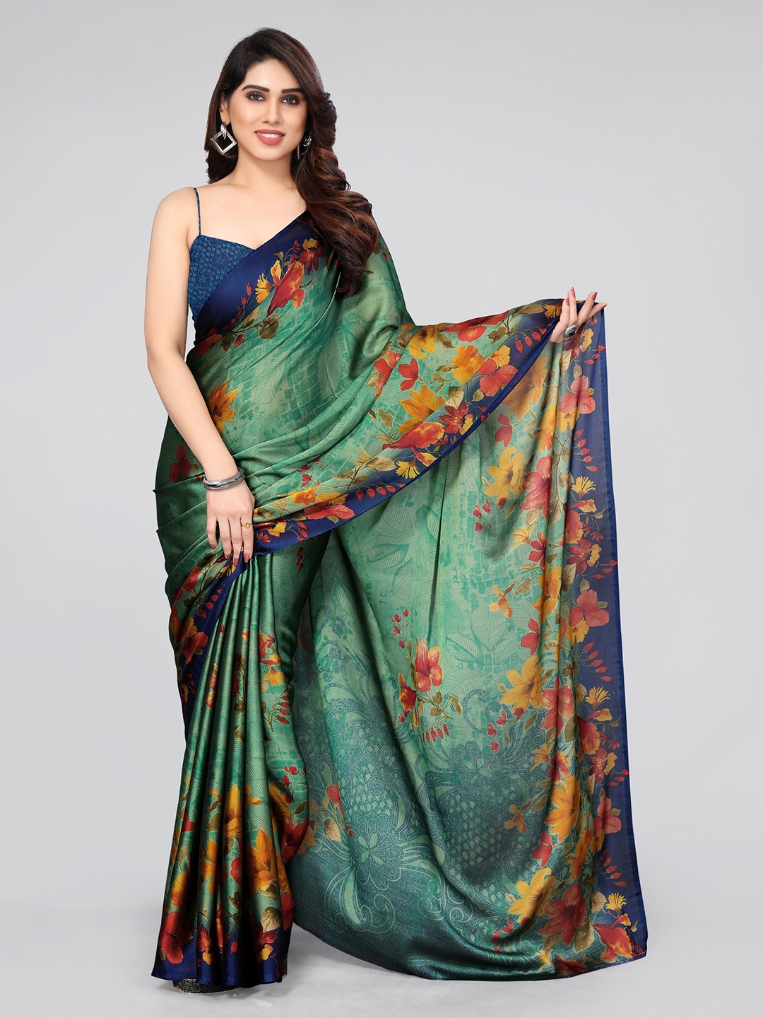 

KALINI Floral Saree, Teal