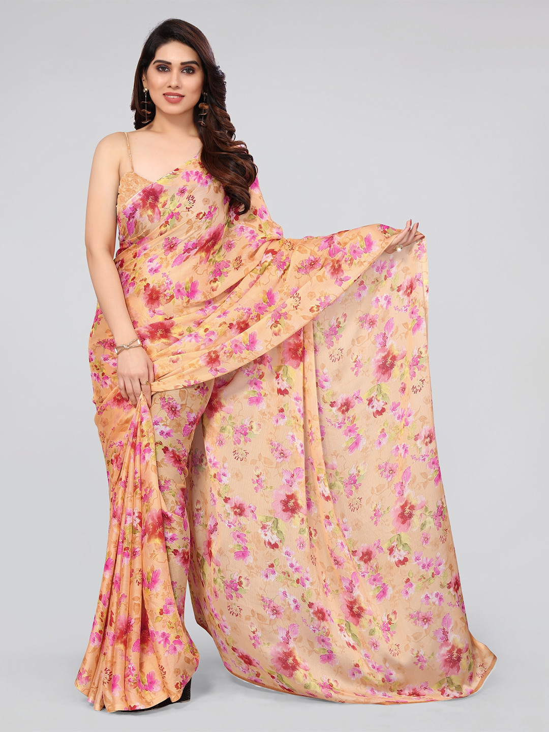 

KALINI Floral Saree, Orange