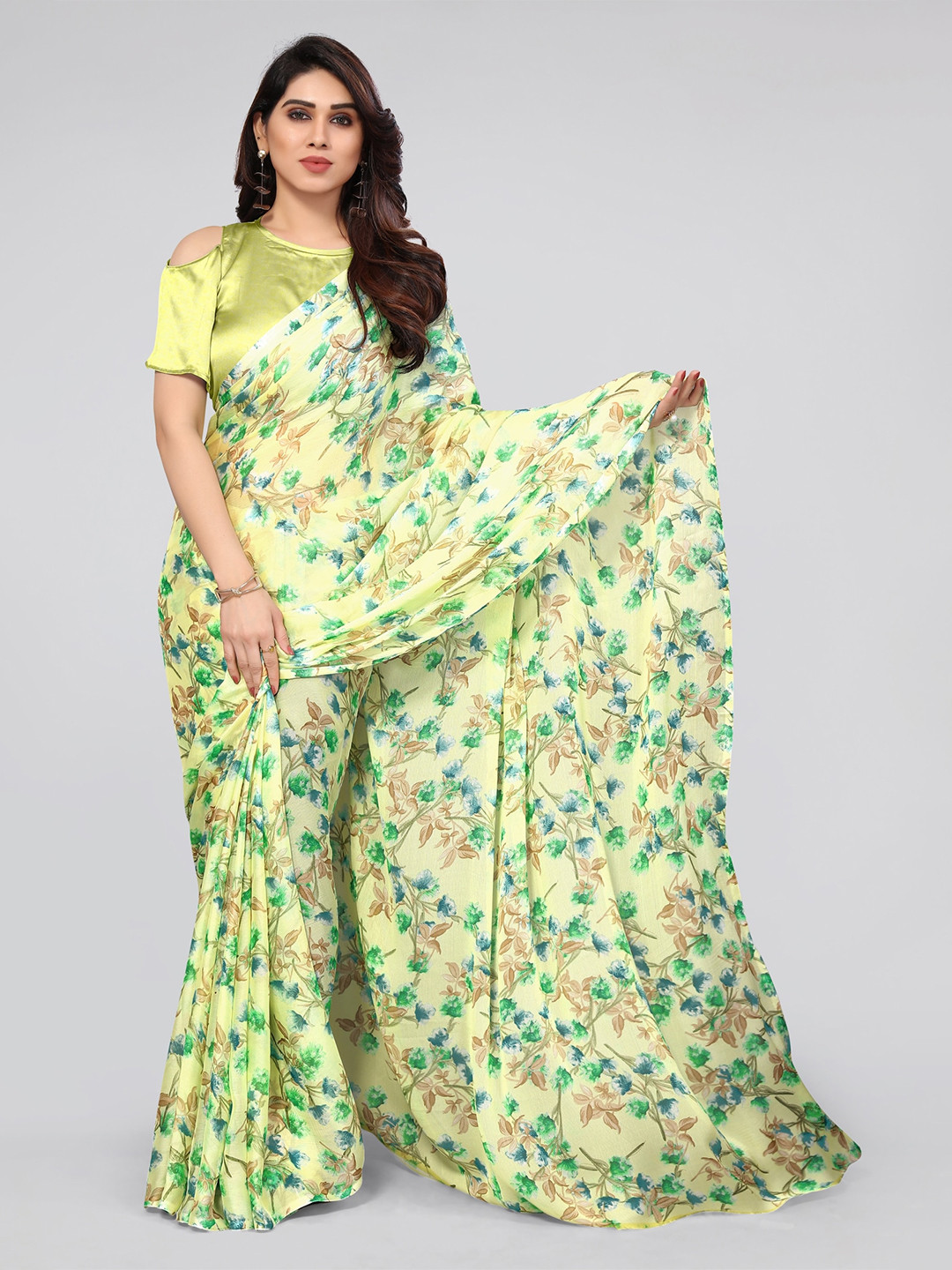 

KALINI Floral Saree, Yellow