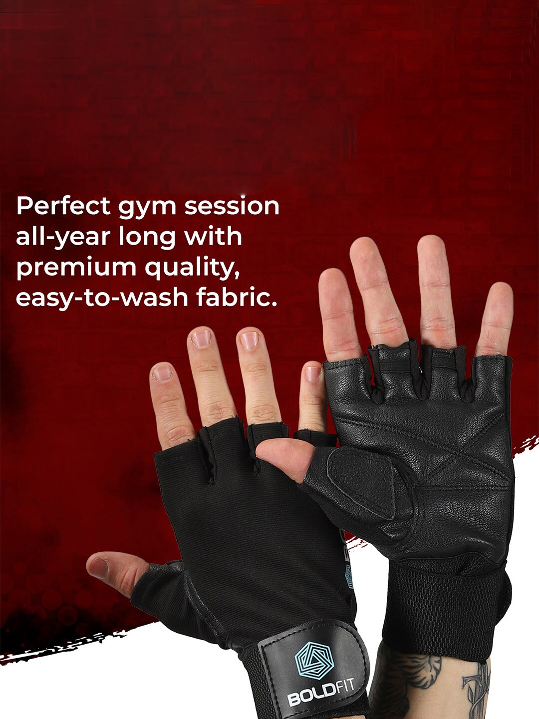 

BOLDFIT Gym Gloves With Wrist Support, Black