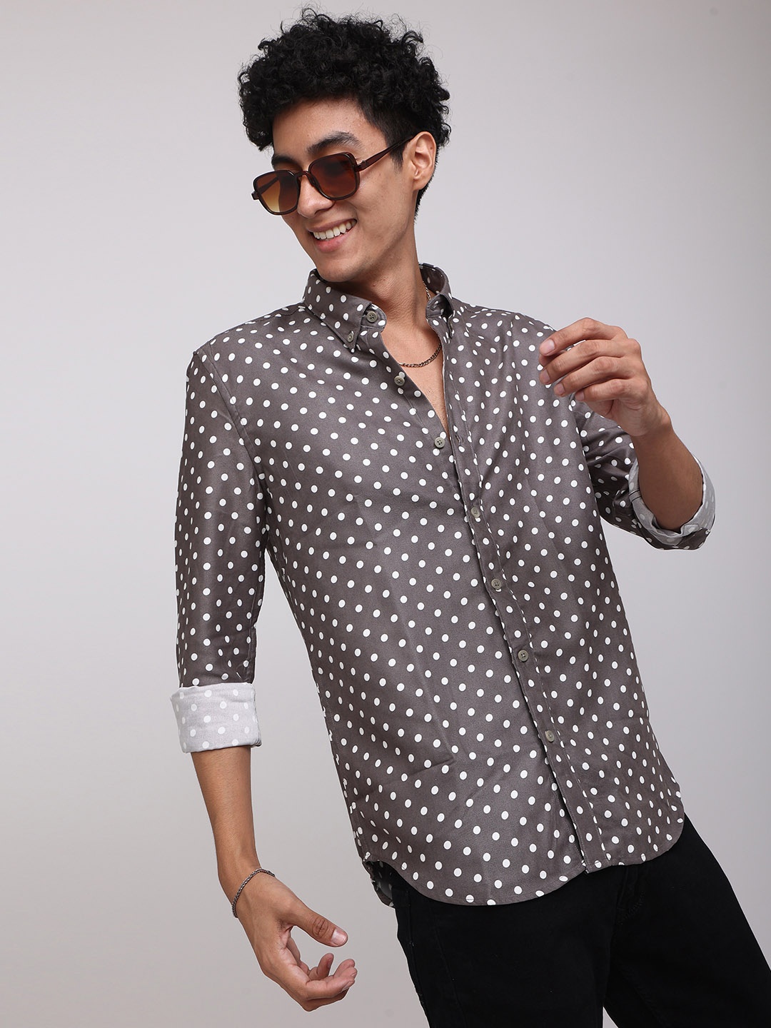 

Snitch Men Slim Fit Printed Casual Shirt, Grey