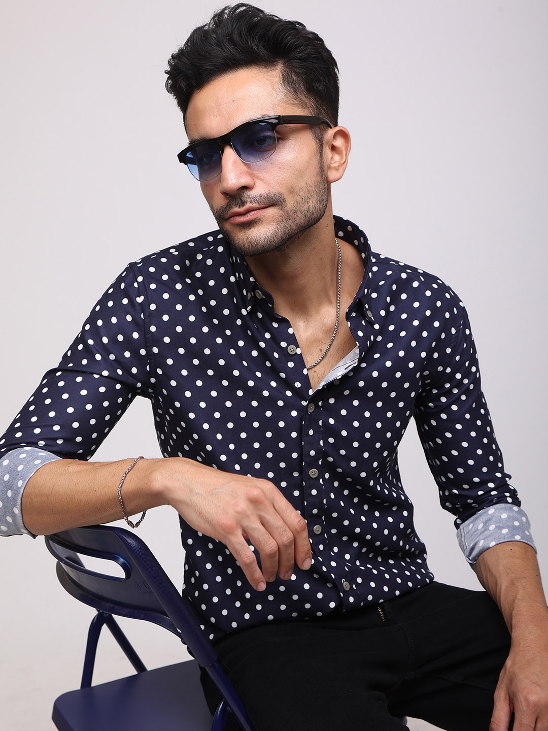 

Snitch Men Slim Fit Printed Casual Shirt, Blue