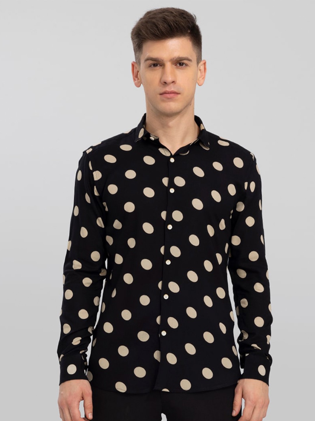 

Snitch Men Slim Fit Printed Casual Shirt, Black