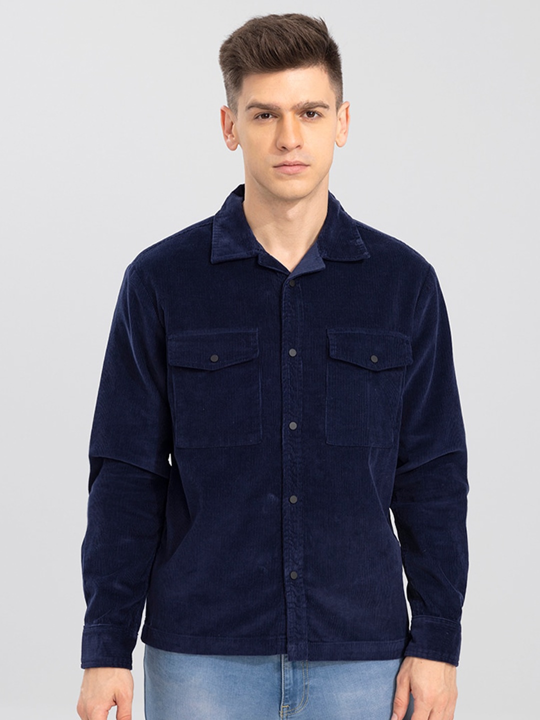 Snitch Men Slim Fit Cotton Casual Shirt, Blue