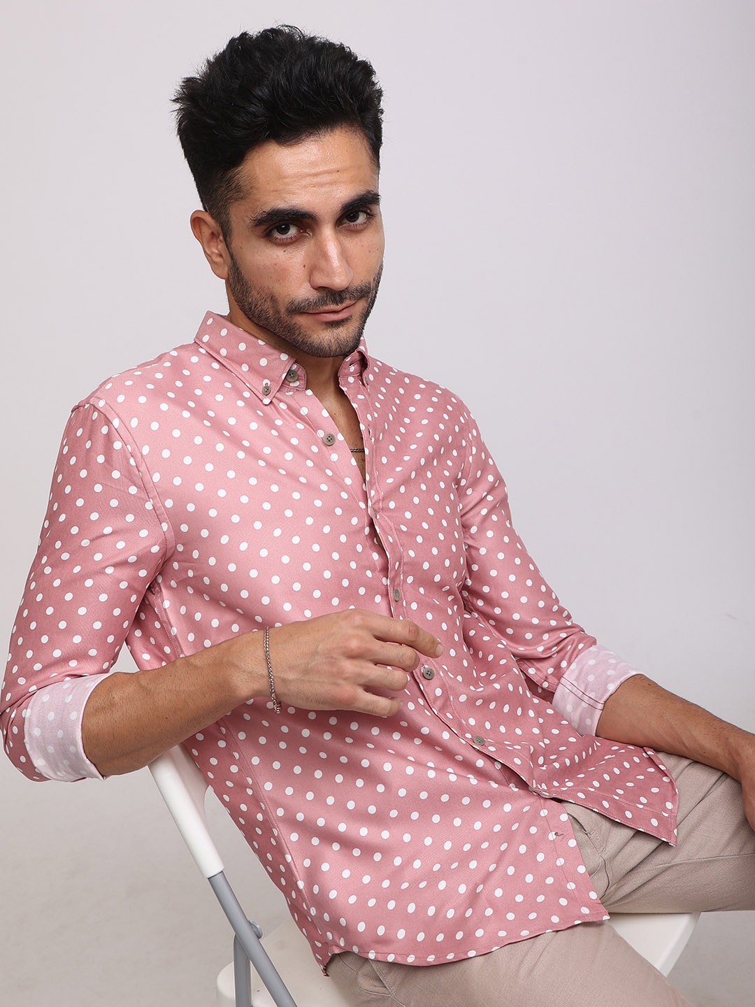 

Snitch Men Slim Fit Printed Casual Shirt, Pink