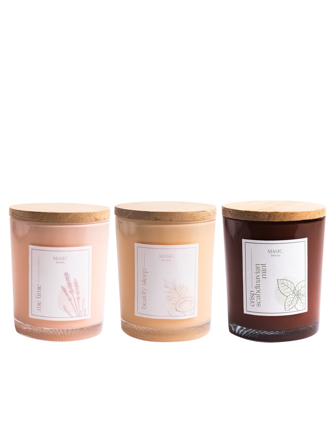 

MASIC beauty Set of 3 Cruelty-Free 2-Wick Jar Candles - 200g each, Coffee brown