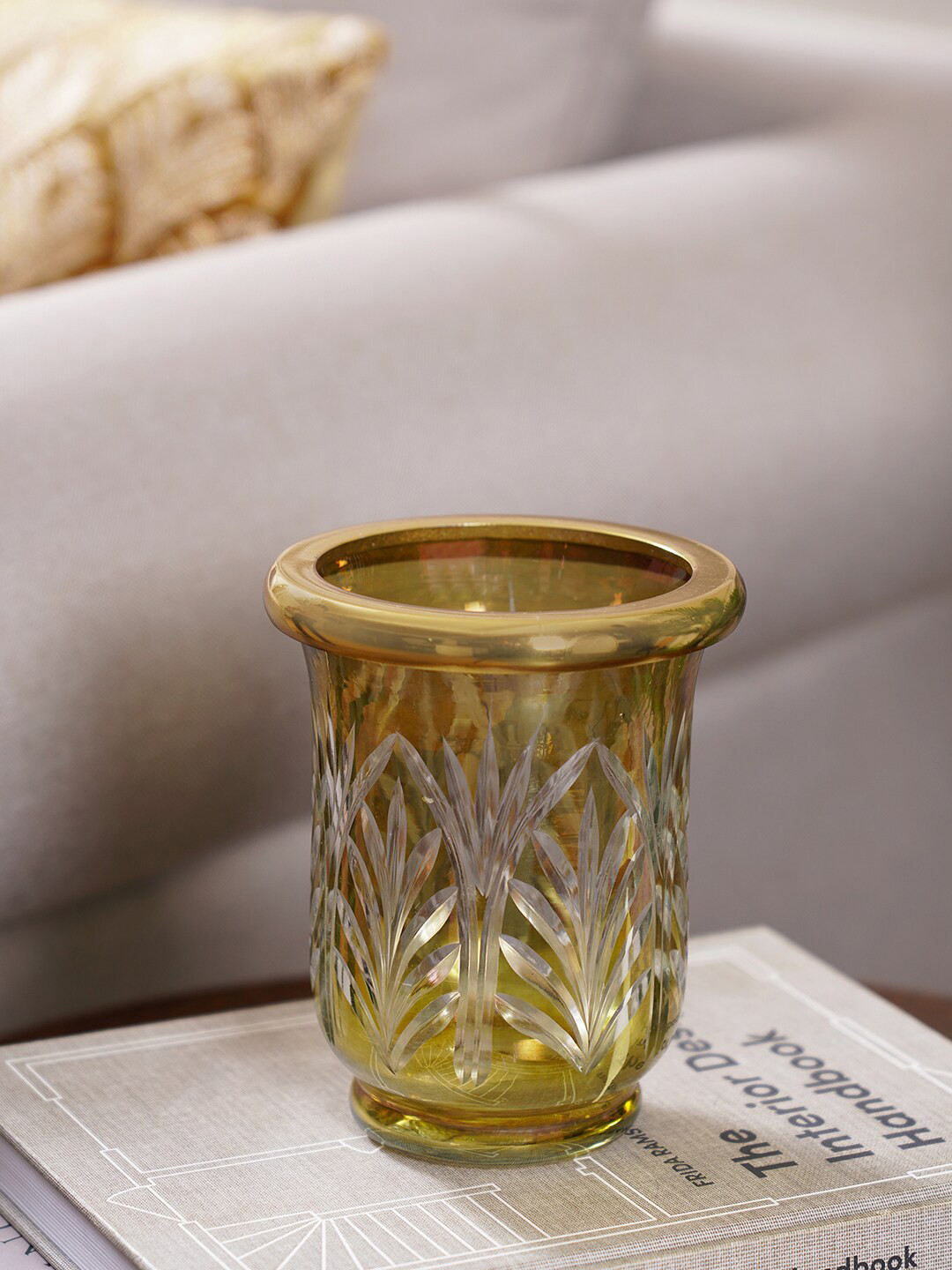 

Pure Home and Living Textured Hurricane Candle Holders, Gold