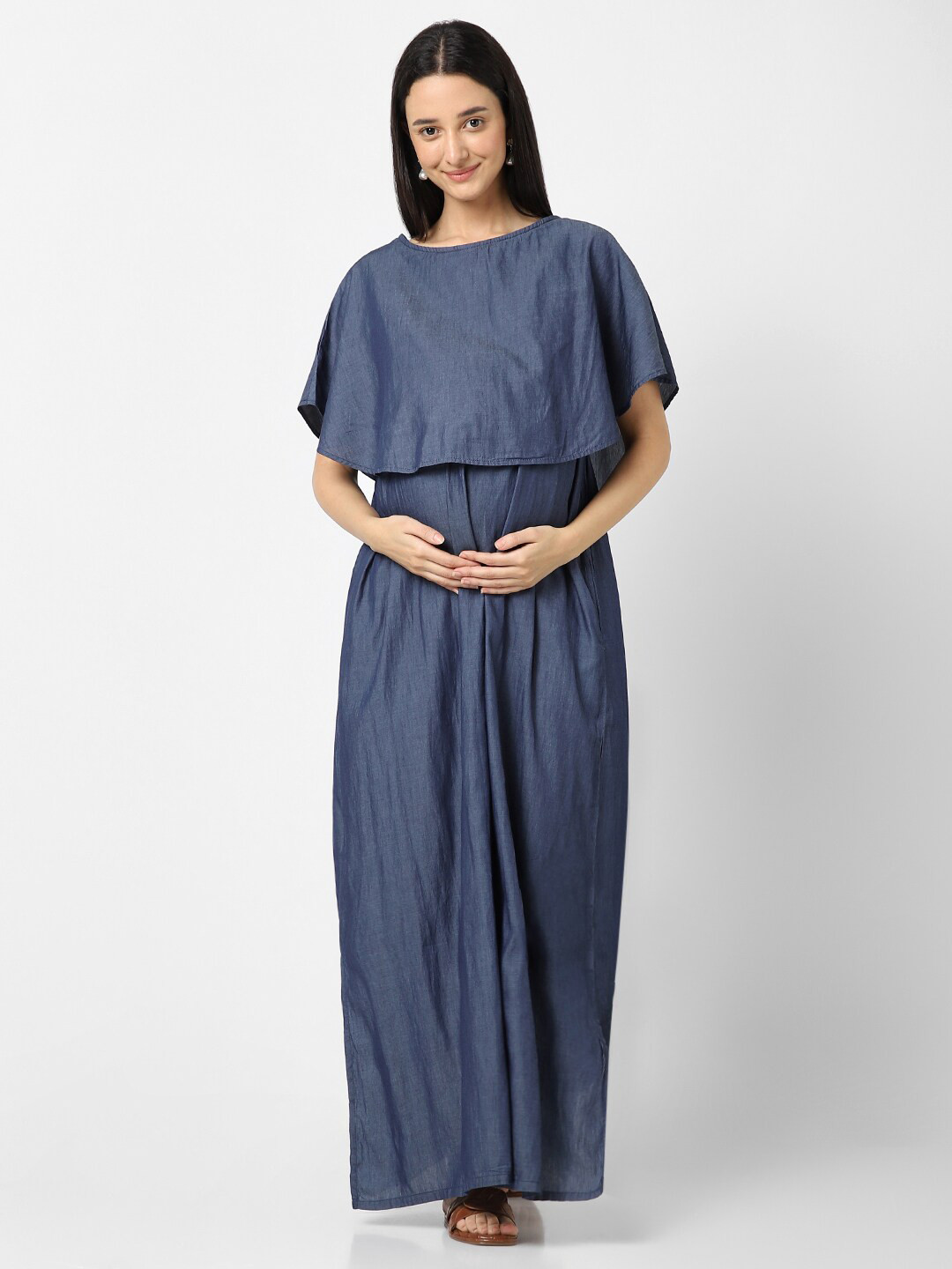 

Mystere Paris Denim Maternity Dress, Navy blue