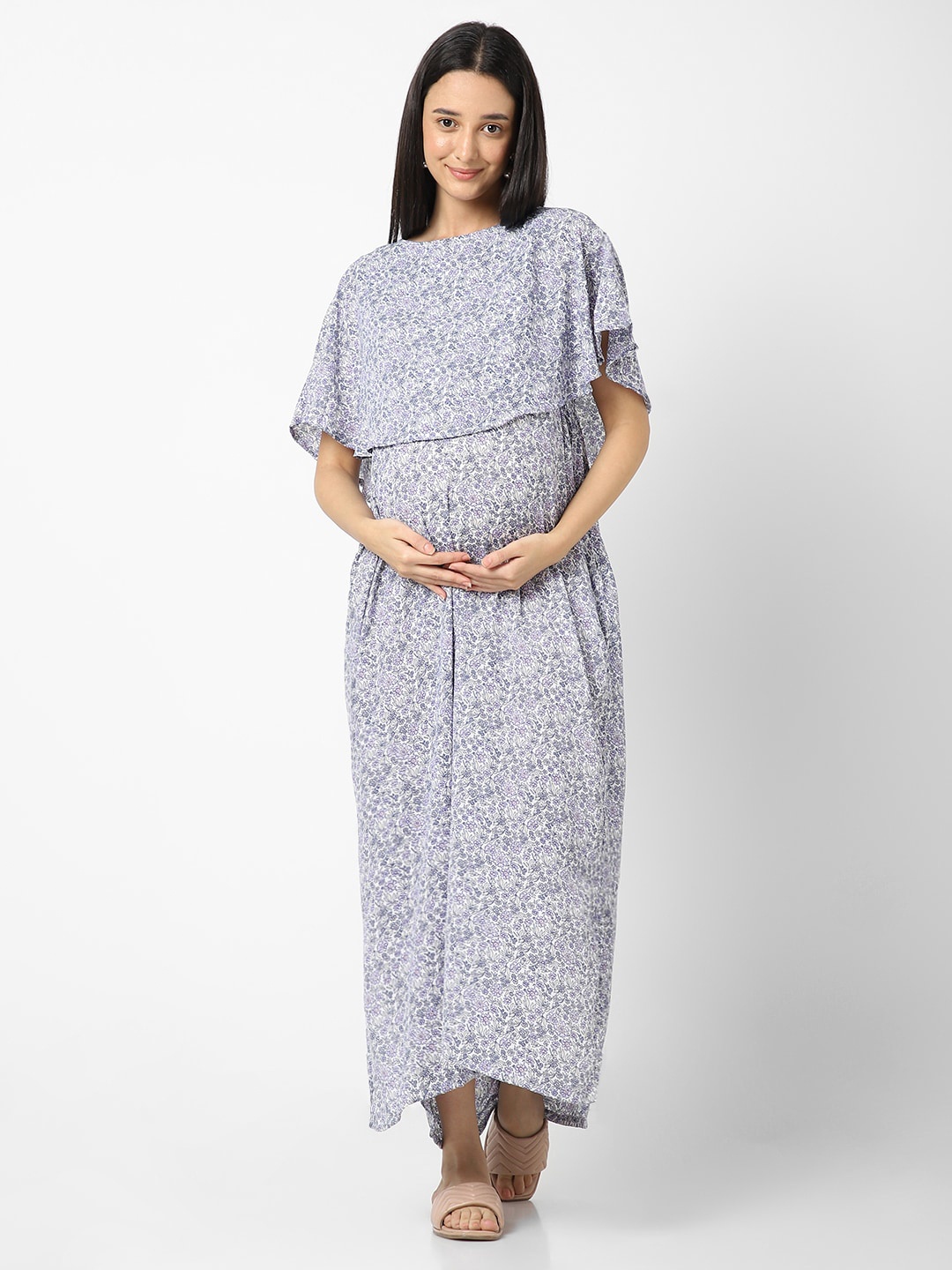 

Mystere Paris Floral Maternity Maxi Dress, Purple