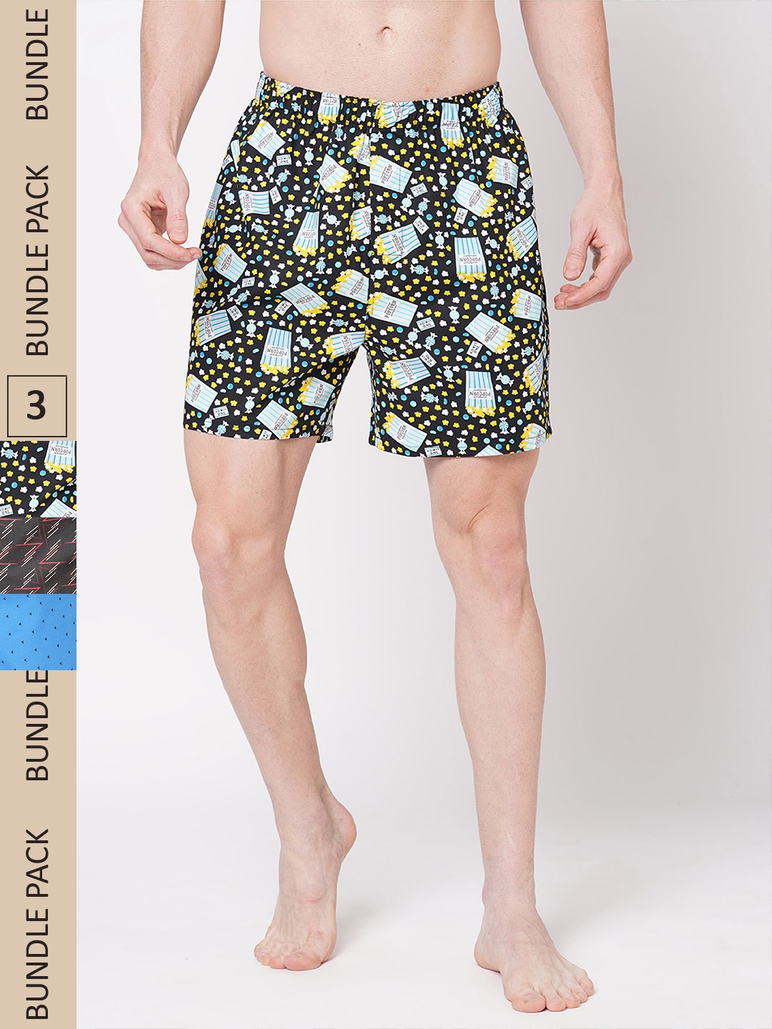 

FiTZ Men Pack Of 3 Printed Pure Cotton Regular Fit Boxers, Turquoise blue