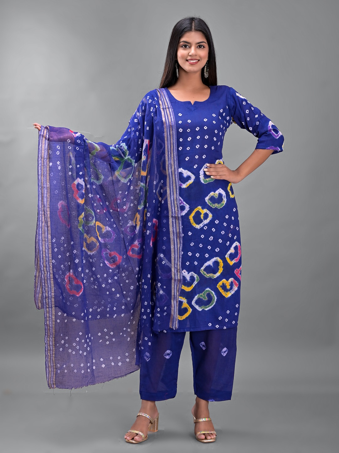 

Apratim Women Dyed Unstitched Dress Material, Navy blue