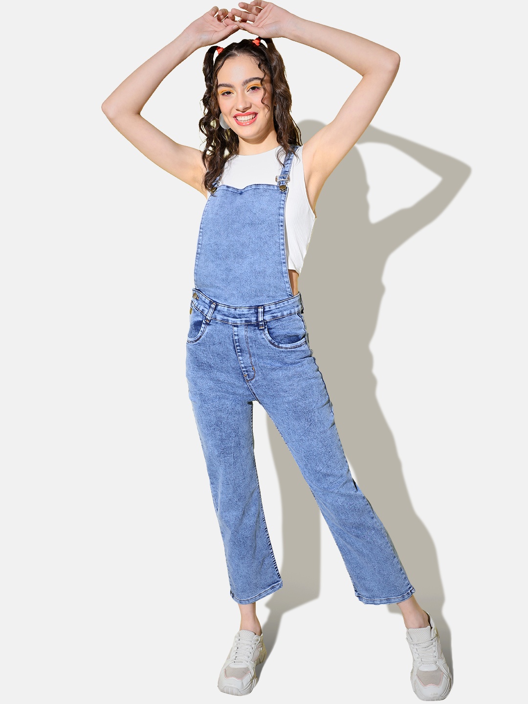 

BUY NEW TREND Women Denim Dungarees, Blue