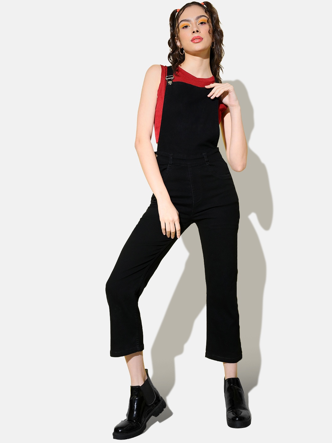 

BUY NEW TREND Women Denim Dungaree, Black