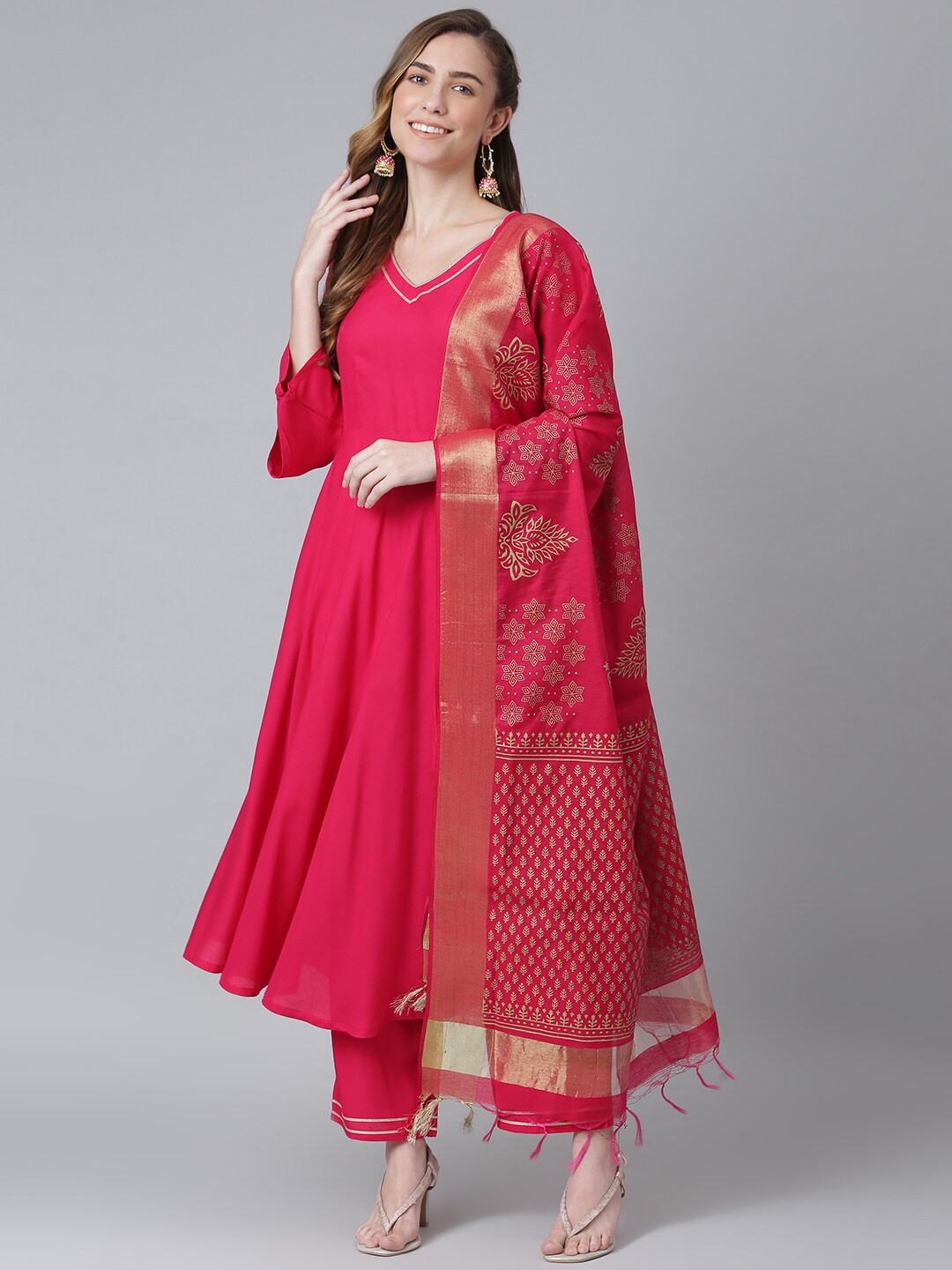 

Khushal K Gotta Patti Kurta with Palazzos & With Dupatta, Pink