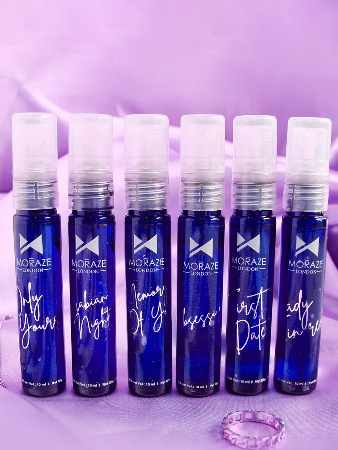 

Moraze Set Of 6 Long-Lasting No Gas Fragrance Exclusive Collection Perfumes - 10ml Each, Blue