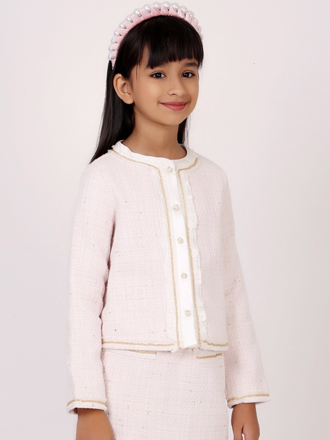 

One Friday Girls Crop Tailored Jacket, Off white