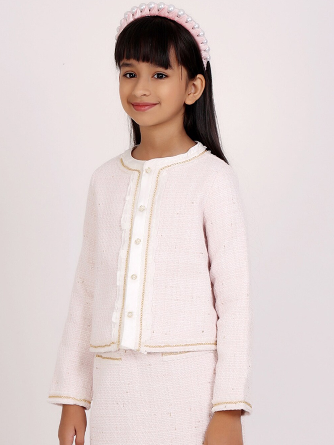 

One Friday Girls Crop Tailored Jacket, Off white
