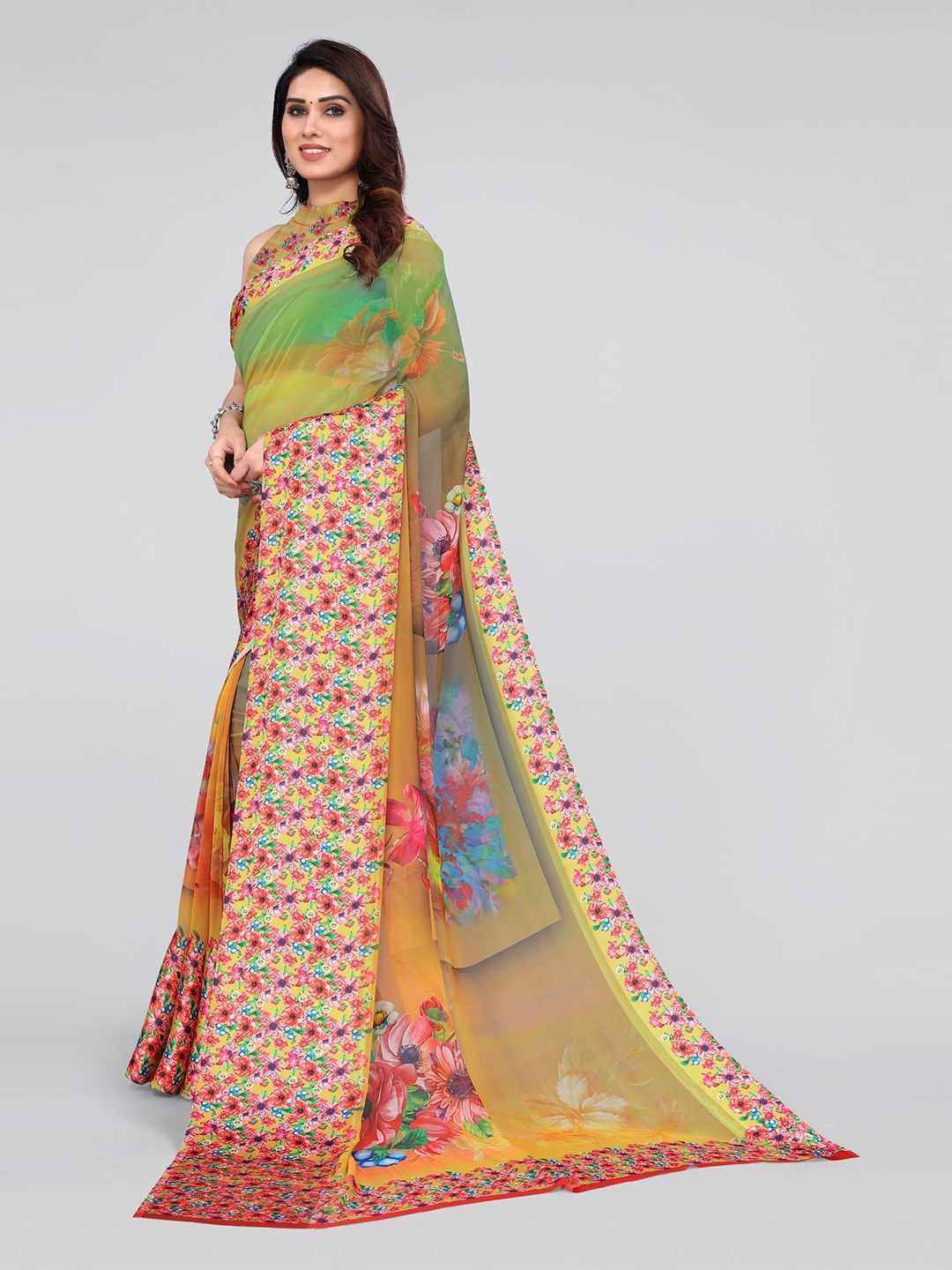 

MIRCHI FASHION Floral Saree, Olive