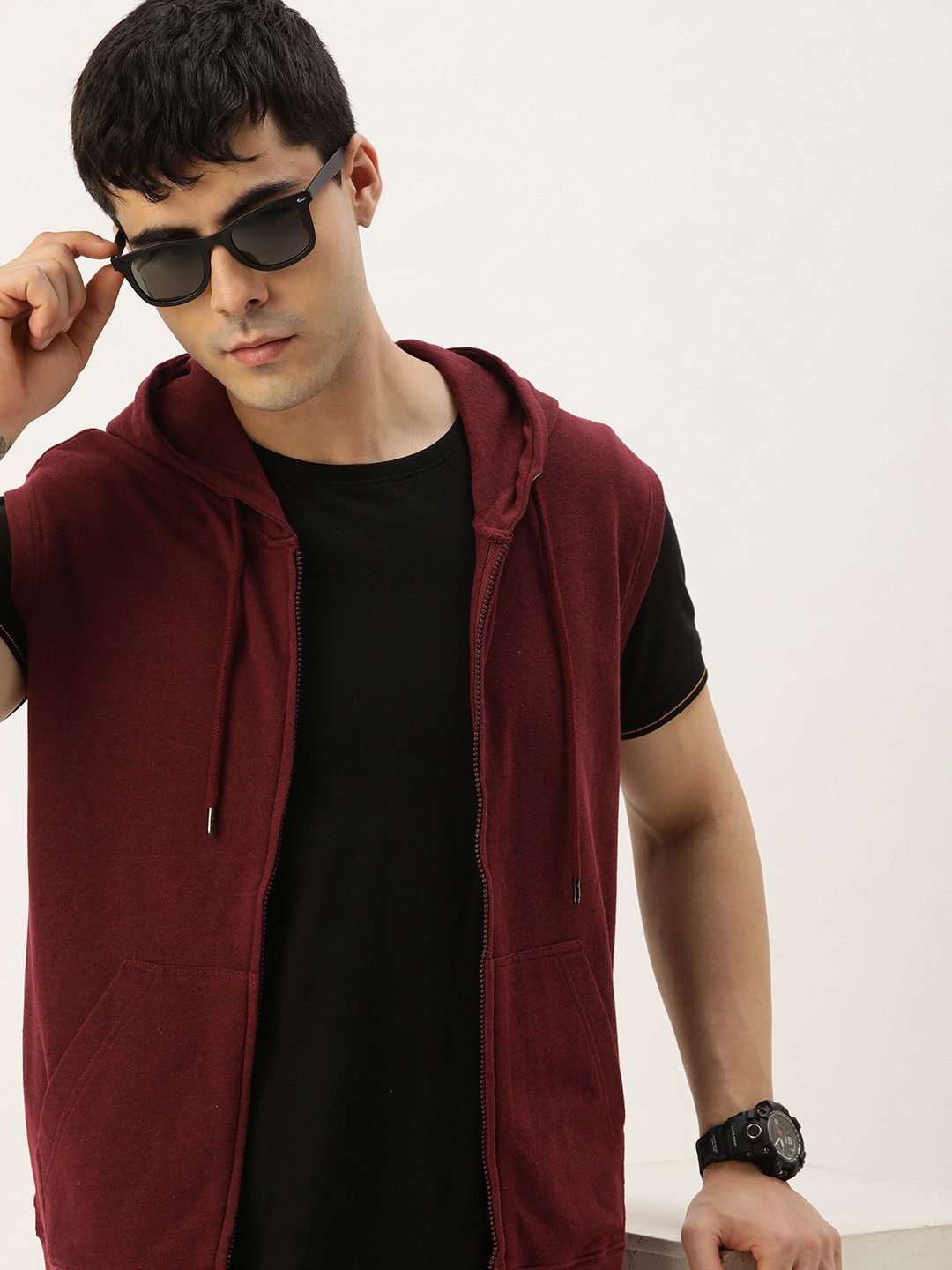 

Kook N Keech Men Front-Open Hooded Sweatshirt, Maroon