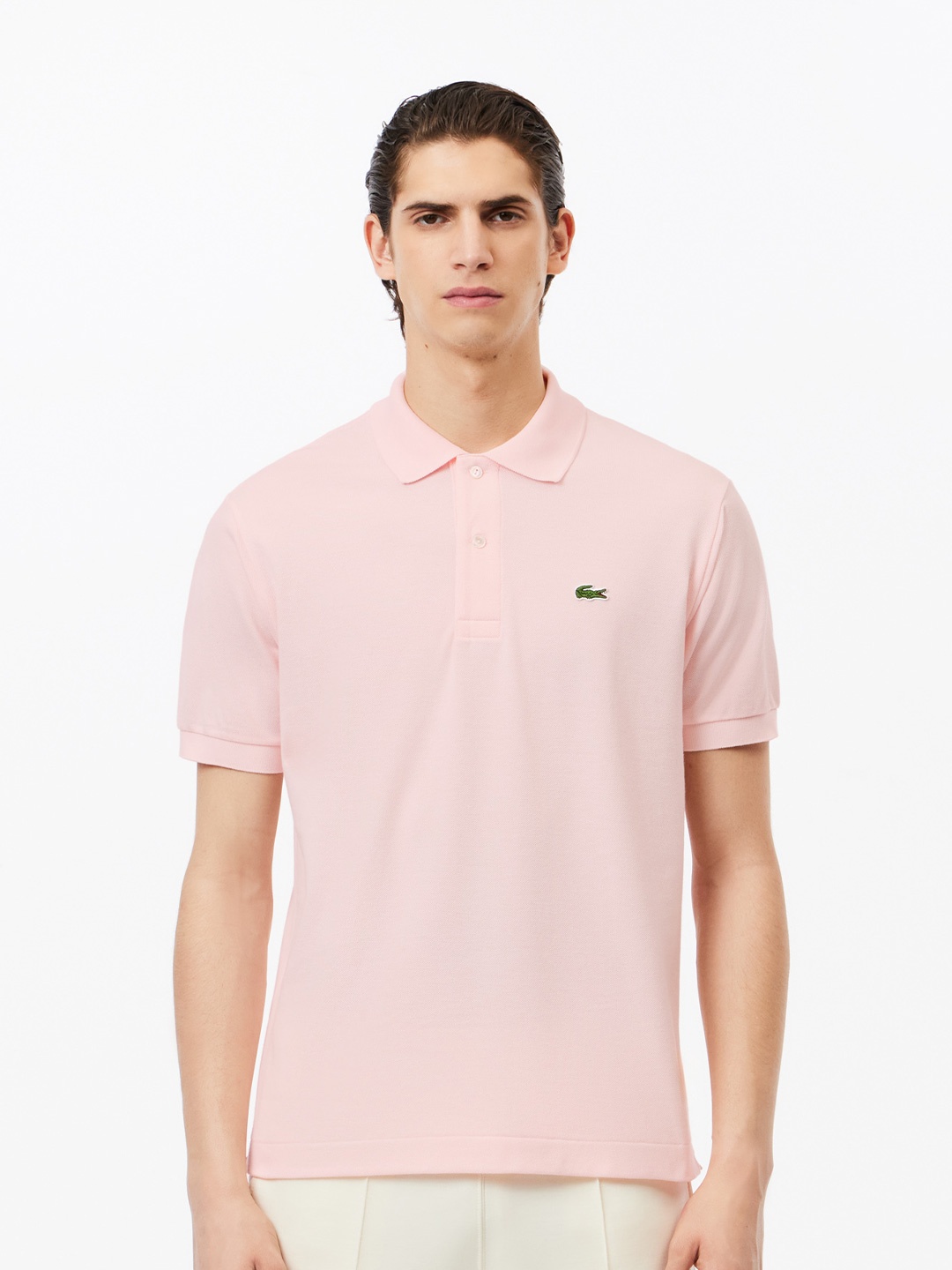 

Lacoste Men Pink Solid Oversized Fit Polo Collar T-shirt