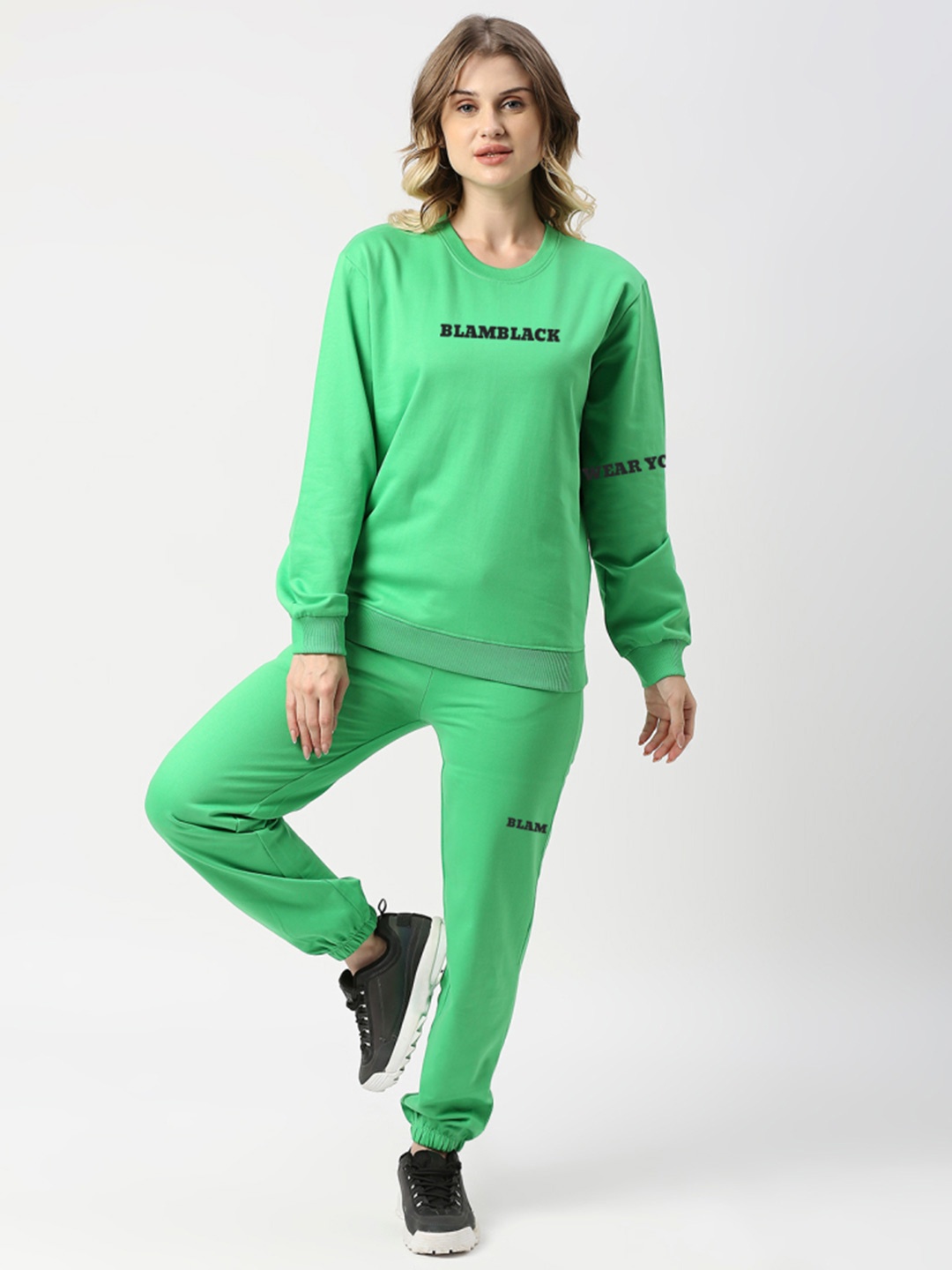 

Blamblack Women Sweatshirt and Joggers, Green