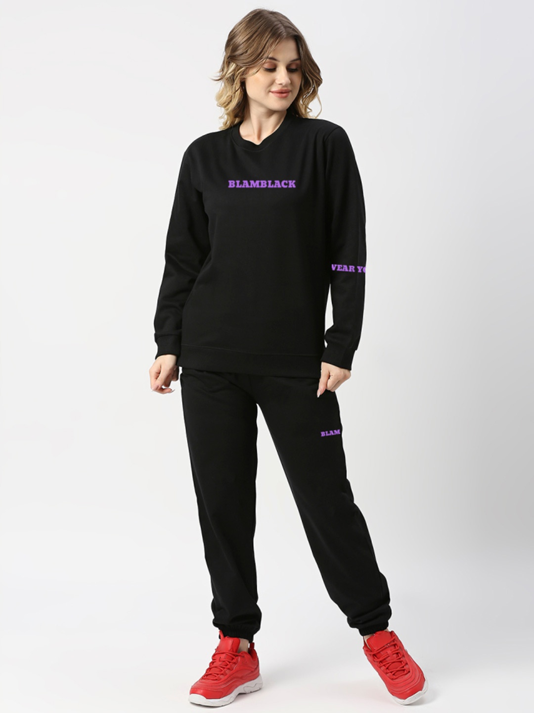 

Blamblack Women Sweatshirt & Joggers, Black