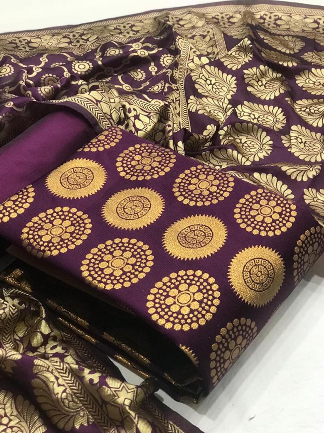

MORLY Dupion Silk Unstitched Dress Material, Purple