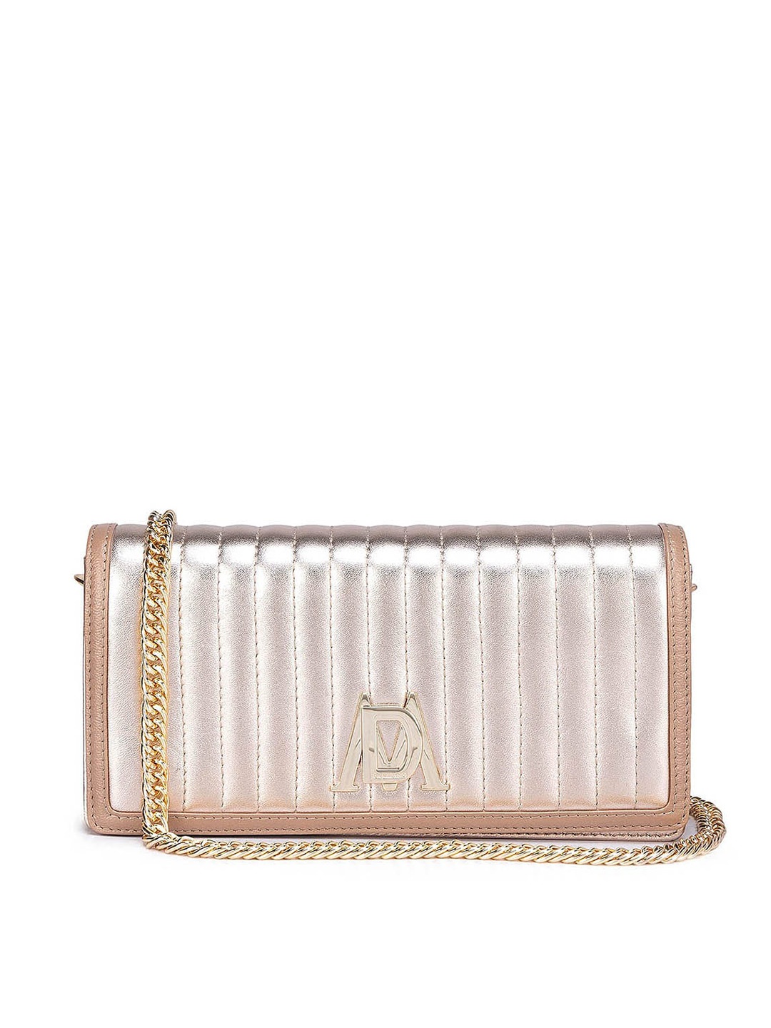 

Da Milano Women Textured Quilted Envelope Clutch, Silver