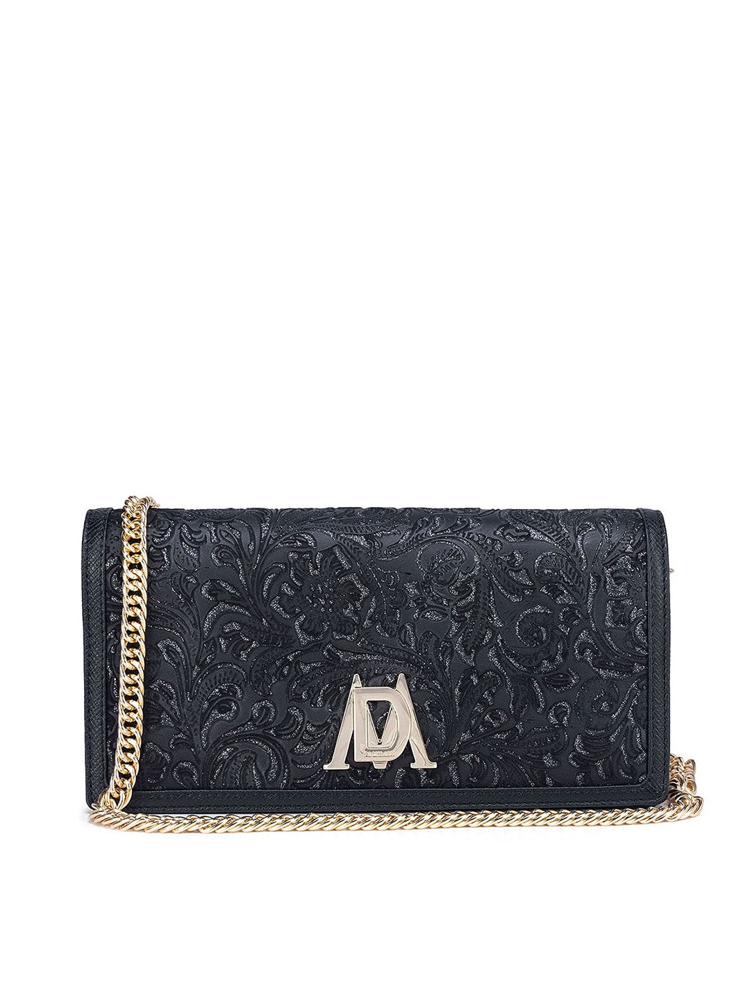 

Da Milano Women Printed Embellished Envelope Clutch, Black