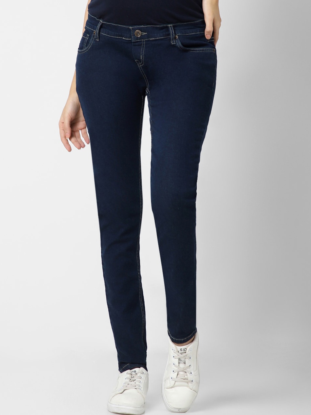 

Mystere Paris Women Cotton Relaxed Fit High-Rise Stretchable Maternity Jeans, Blue