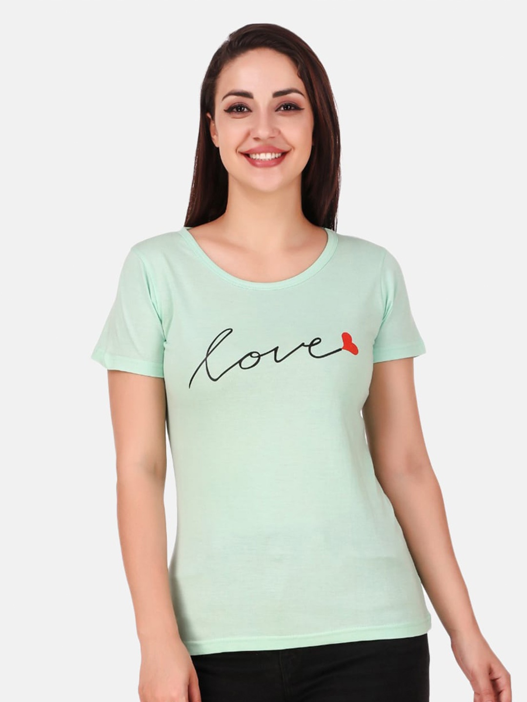 

TRENDY RABBIT Women Cotton Printed T-shirt, Green