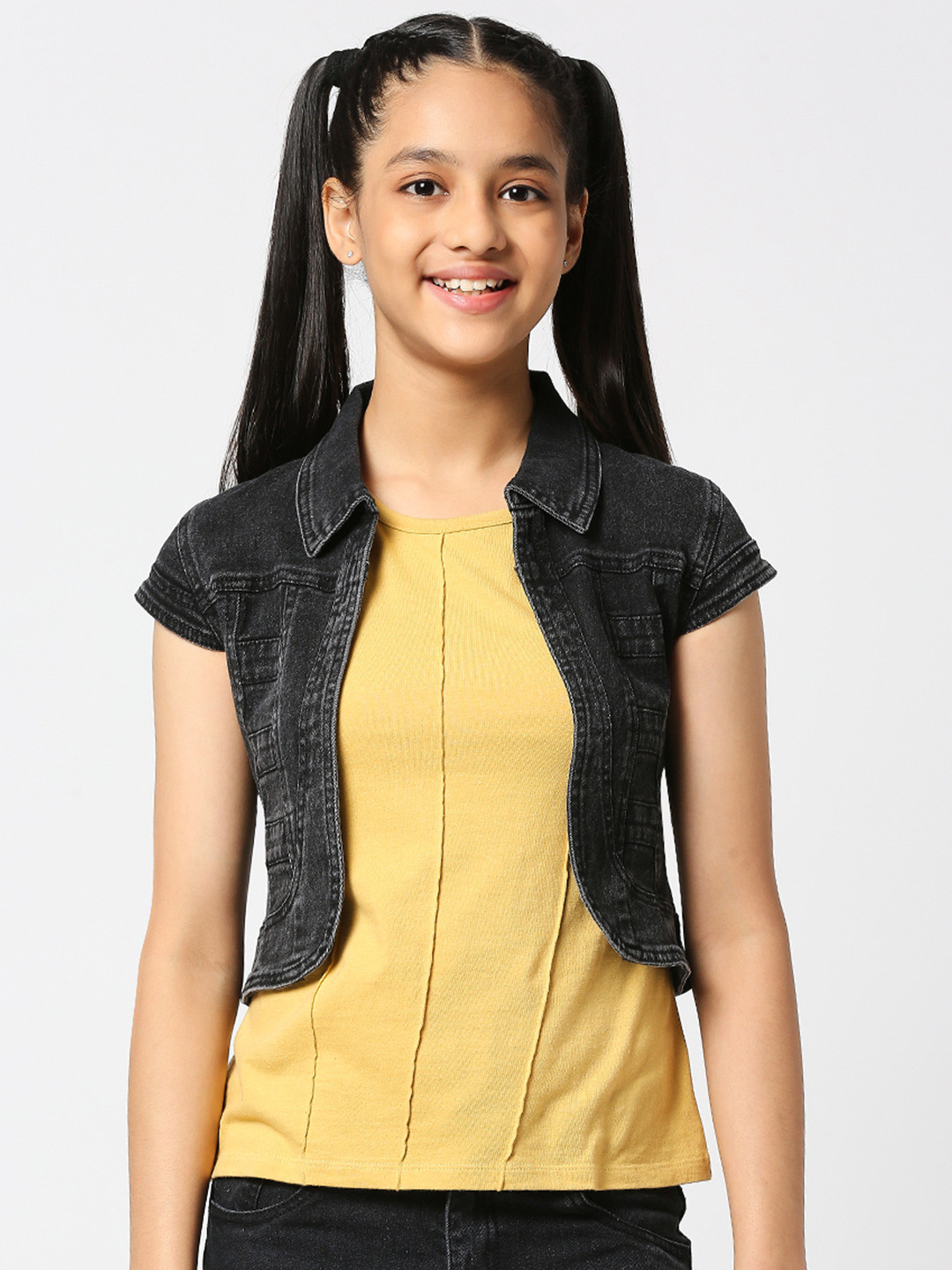 

JUSTICE Girls Black Open Front Jacket