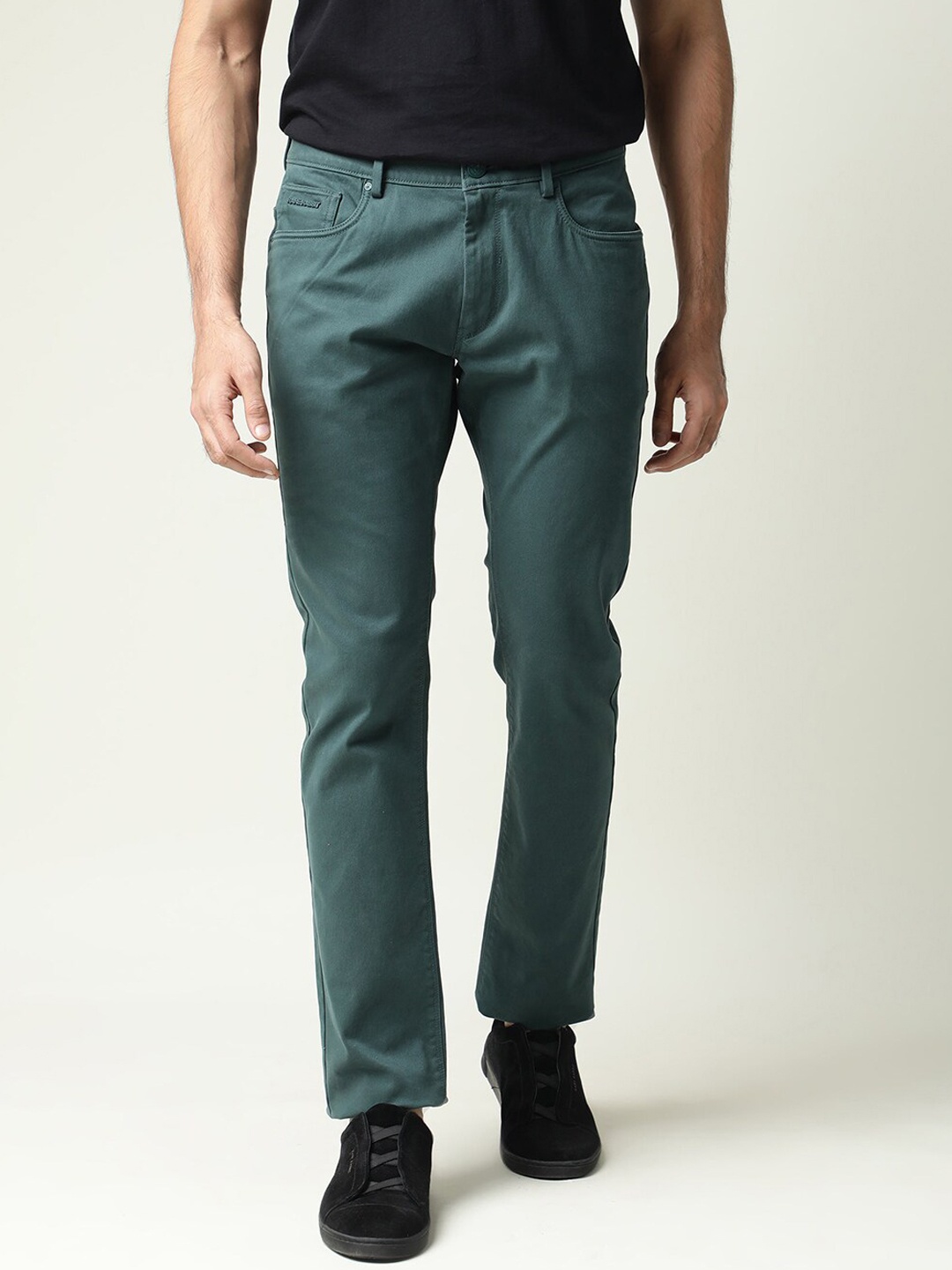 

RARE RABBIT Men Spoke-22 Mid-Rise Slim Fit Trouser Cotton Trouser, Teal