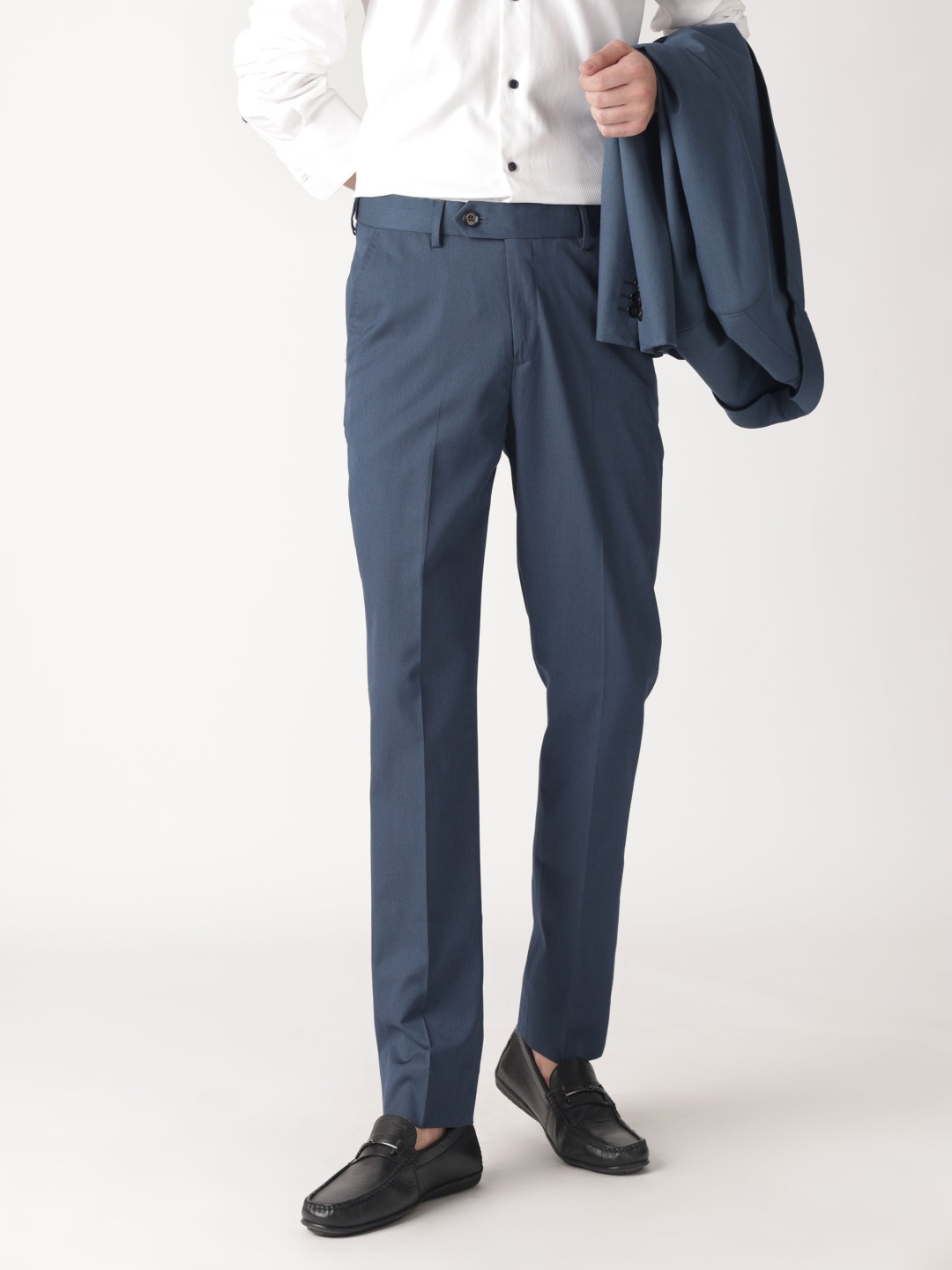 

RARE RABBIT Men Lingo Mid-Rise Slim Fit Trouser, Blue