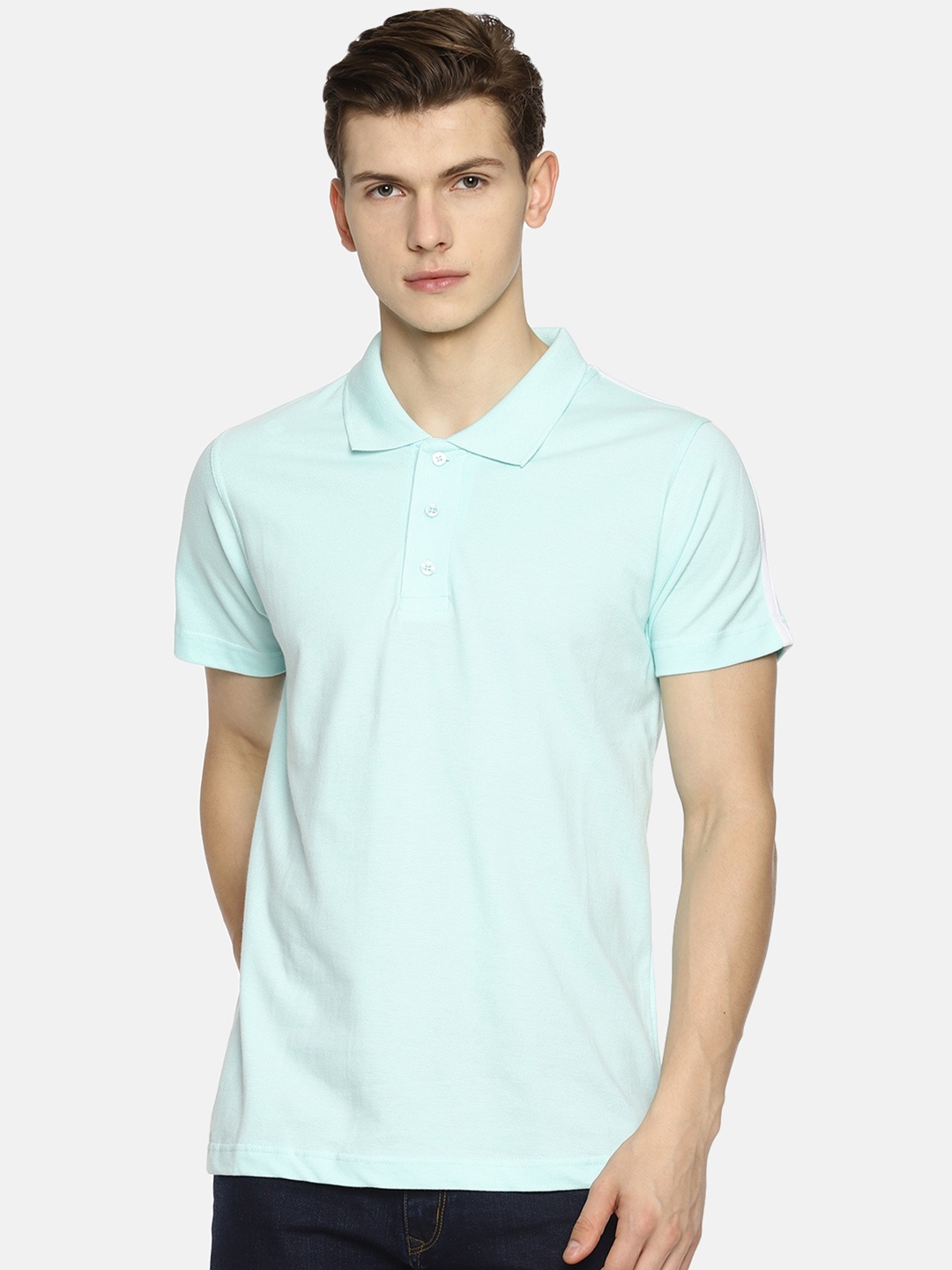 

OBOW Men Polo Collar Bio Finish Pure Cotton T-shirt, Blue