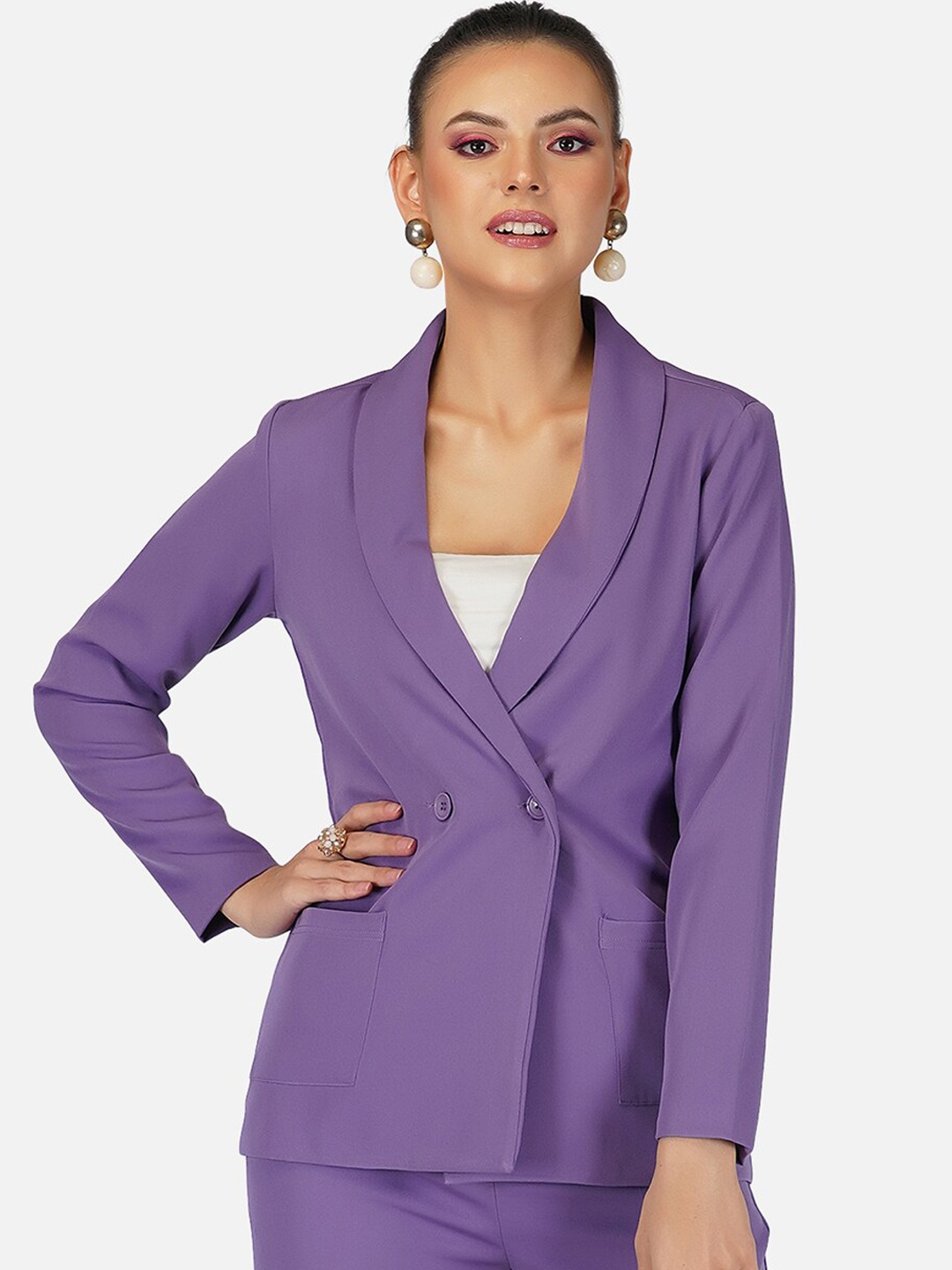 

Tinted Women Single-Breasted Formal Blazers, Purple