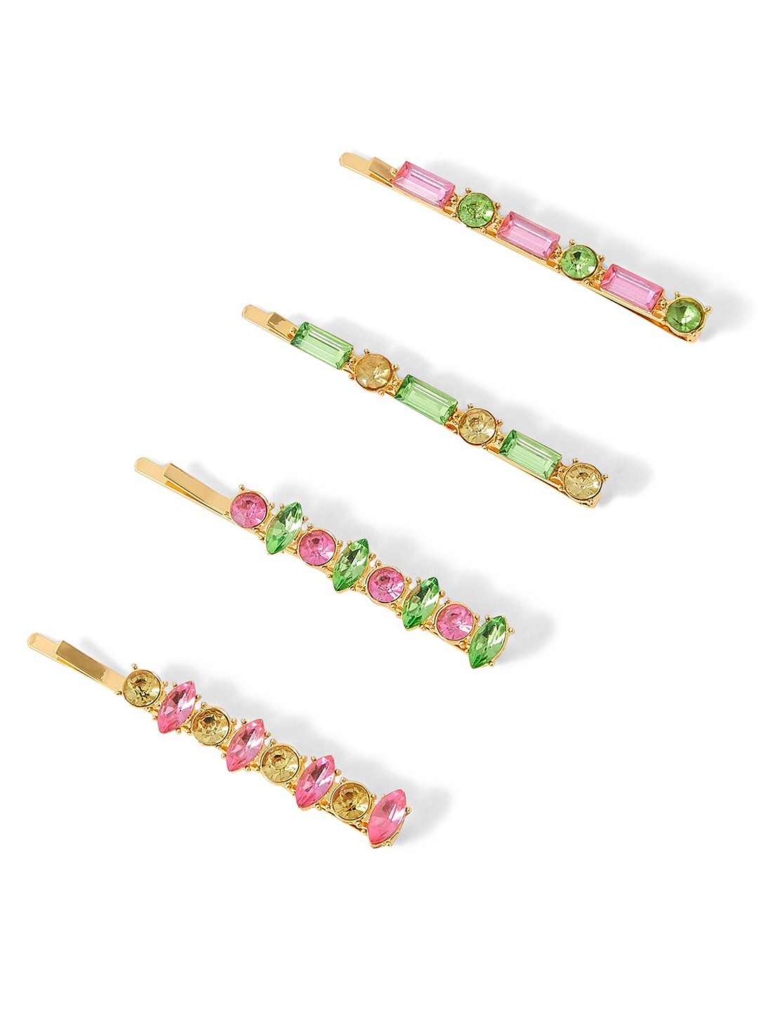 

Accessorize Women Set of 4 Embellished Gem Slides Bobby Pins, Gold